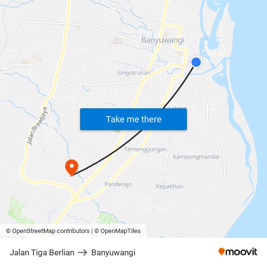 Jalan Tiga Berlian to Banyuwangi map