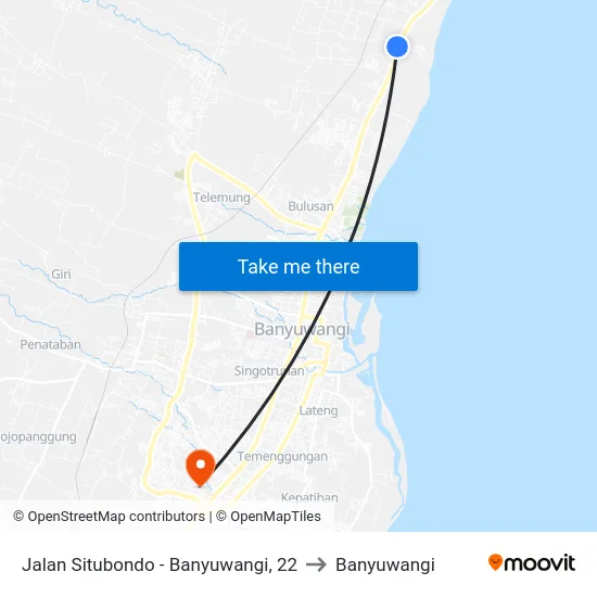 Jalan Situbondo - Banyuwangi, 22 to Banyuwangi map