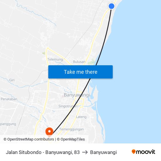 Jalan Situbondo - Banyuwangi, 83 to Banyuwangi map