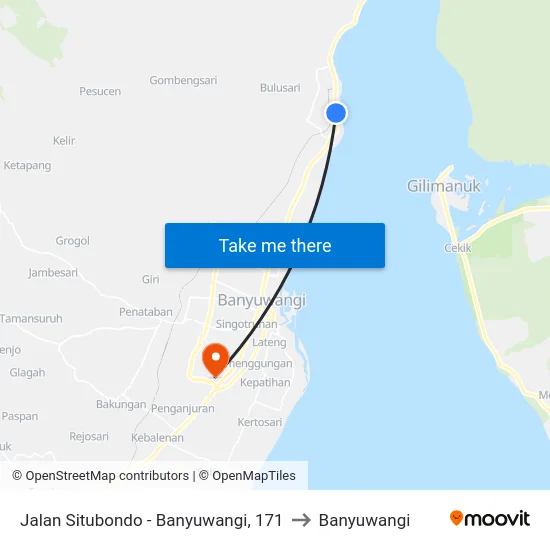 Jalan Situbondo - Banyuwangi, 171 to Banyuwangi map