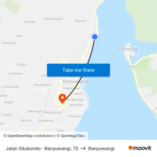 Jalan Situbondo - Banyuwangi, 70 to Banyuwangi map