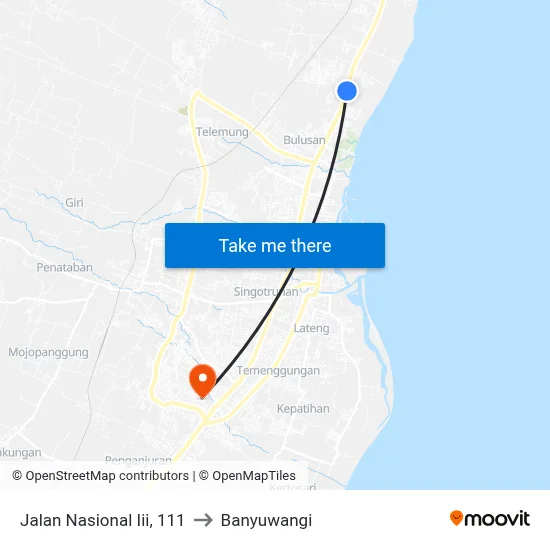 Jalan Nasional Iii, 111 to Banyuwangi map