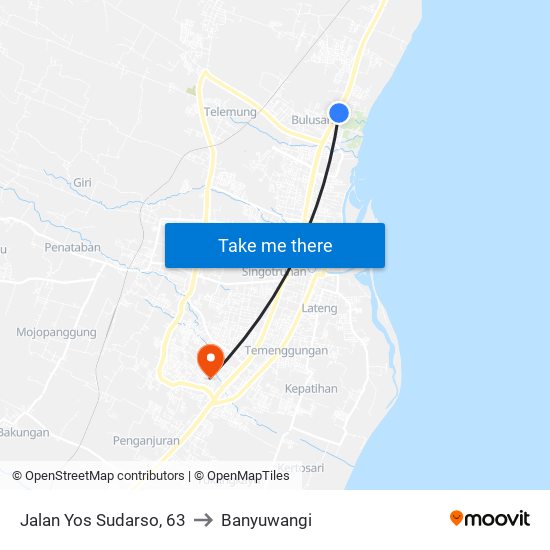 Jalan Yos Sudarso, 63 to Banyuwangi map