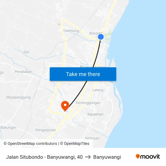 Jalan Situbondo - Banyuwangi, 40 to Banyuwangi map