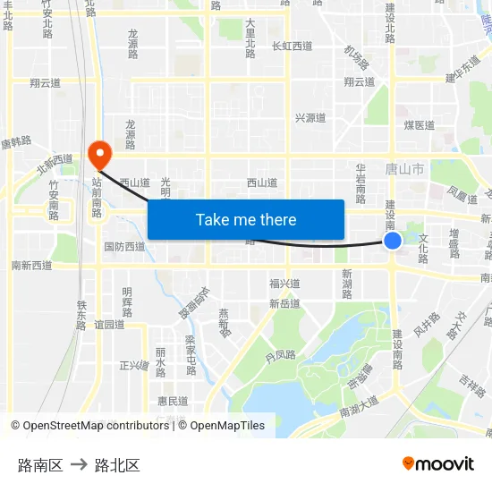路南区 to 路北区 map