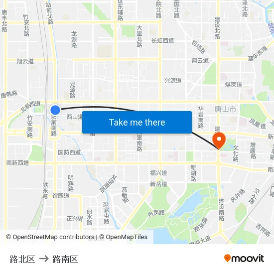 路北区 to 路南区 map