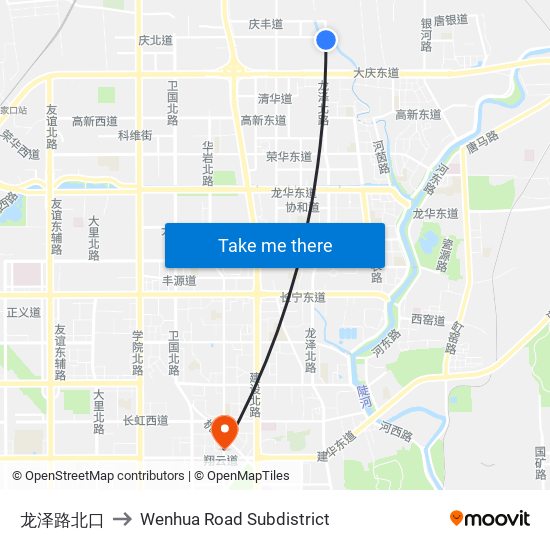 龙泽路北口 to Wenhua Road Subdistrict map