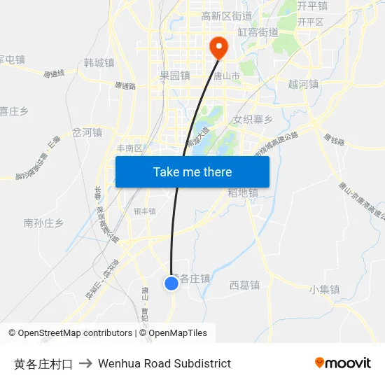 Huanggezhuang Village Entrance to Wenhua Road Subdistrict map