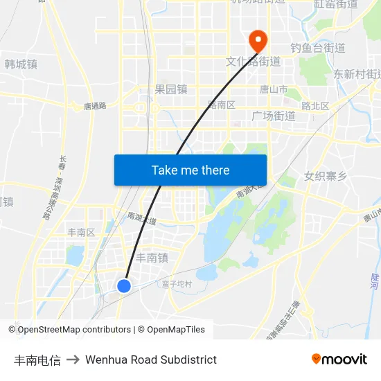 Fengnan Telecom to Wenhua Road Subdistrict map