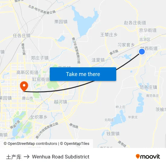 Commodity Warehouse to Wenhua Road Subdistrict map
