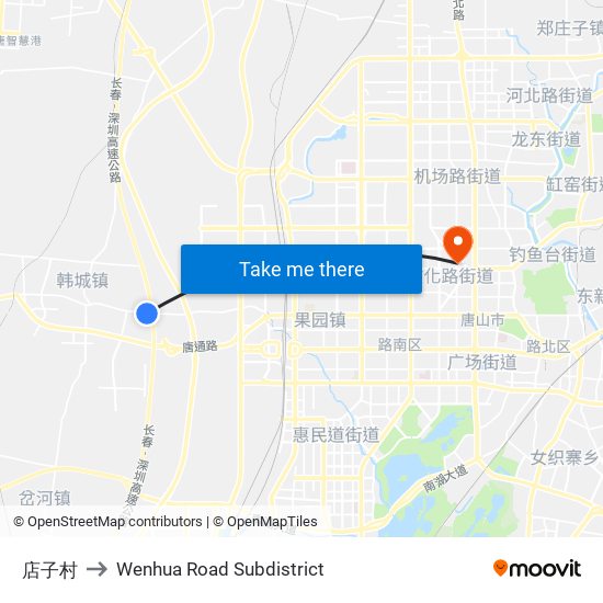店子村 to Wenhua Road Subdistrict map