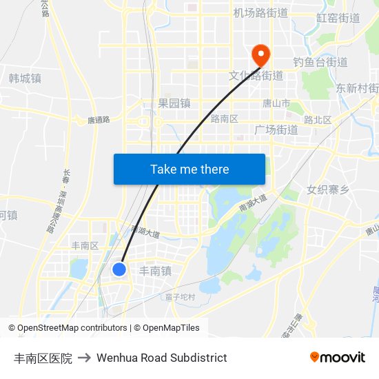 丰南区医院 to Wenhua Road Subdistrict map