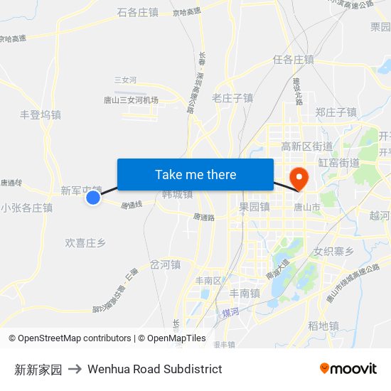 新新家园 to Wenhua Road Subdistrict map