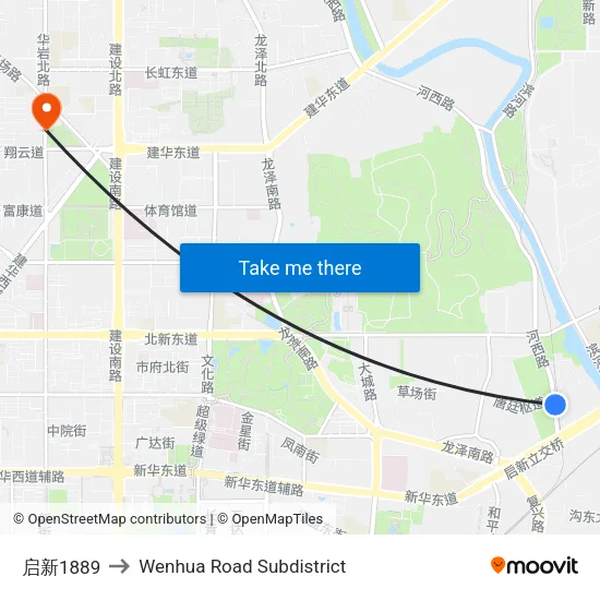 启新1889 to Wenhua Road Subdistrict map