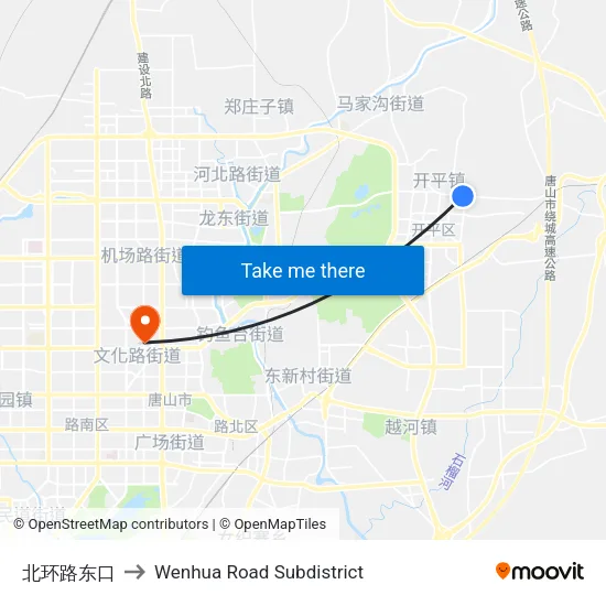 北环路东口 to Wenhua Road Subdistrict map