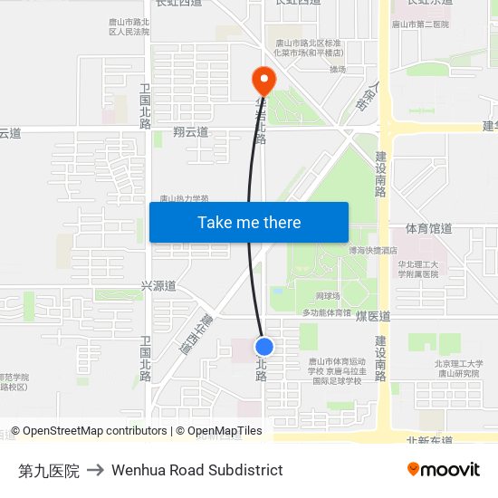 第九医院 to Wenhua Road Subdistrict map
