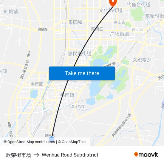 欣荣街市场 to Wenhua Road Subdistrict map