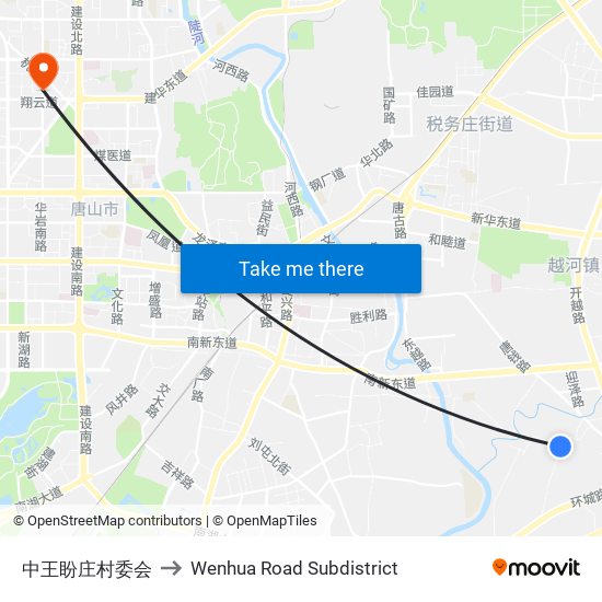 中王盼庄村委会 to Wenhua Road Subdistrict map