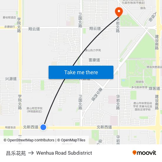 昌乐花苑 to Wenhua Road Subdistrict map