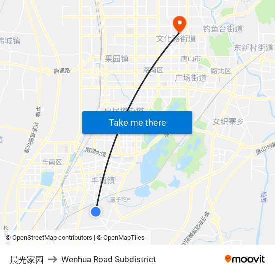 晨光家园 to Wenhua Road Subdistrict map