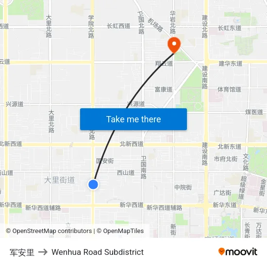 军安里 to Wenhua Road Subdistrict map