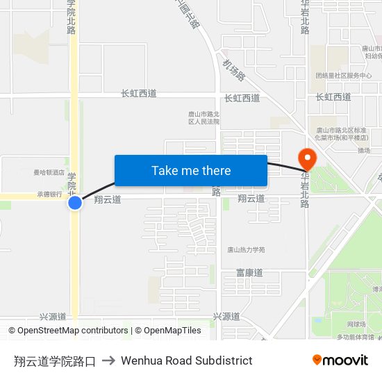 翔云道学院路口 to Wenhua Road Subdistrict map
