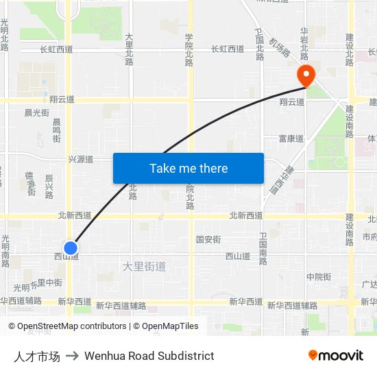 人才市场 to Wenhua Road Subdistrict map