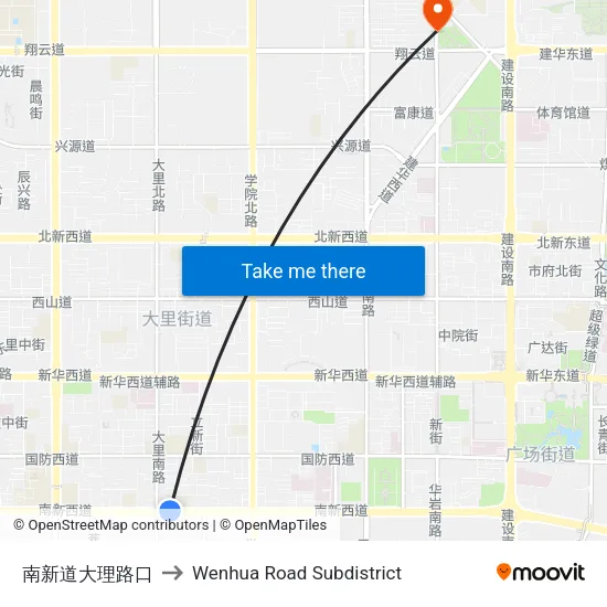 South New Road Dali Road Intersection to Wenhua Road Subdistrict map