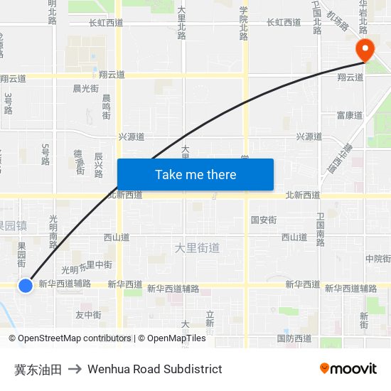 冀东油田 to Wenhua Road Subdistrict map