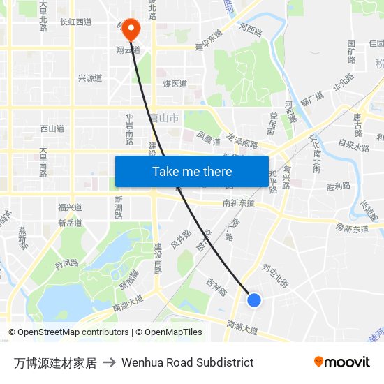 万博源建材家居 to Wenhua Road Subdistrict map