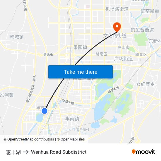 惠丰湖 to Wenhua Road Subdistrict map