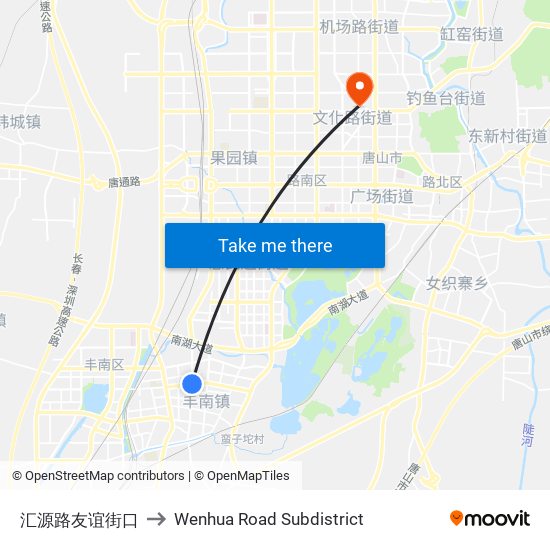 汇源路友谊街口 to Wenhua Road Subdistrict map