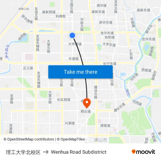 理工大学北校区 to Wenhua Road Subdistrict map