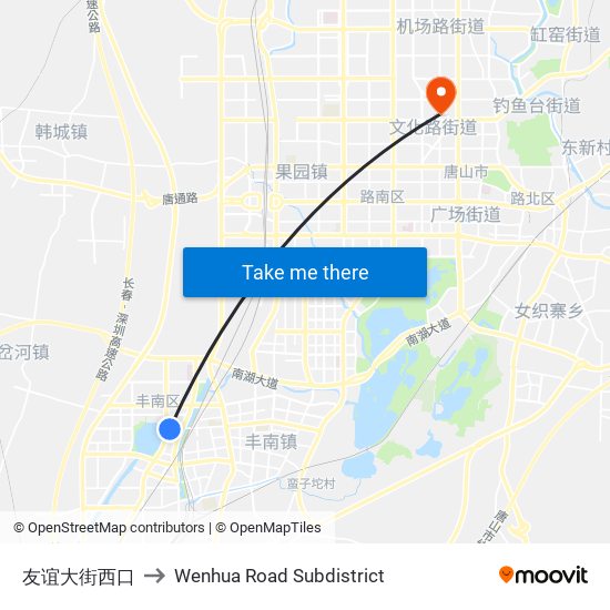 友谊大街西口 to Wenhua Road Subdistrict map