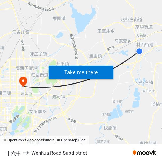 十六中 to Wenhua Road Subdistrict map