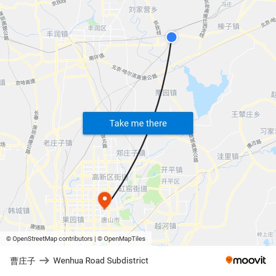 曹庄子 to Wenhua Road Subdistrict map