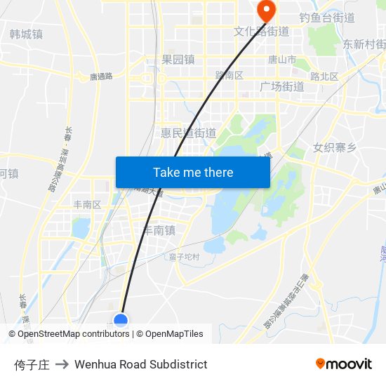 侉子庄 to Wenhua Road Subdistrict map