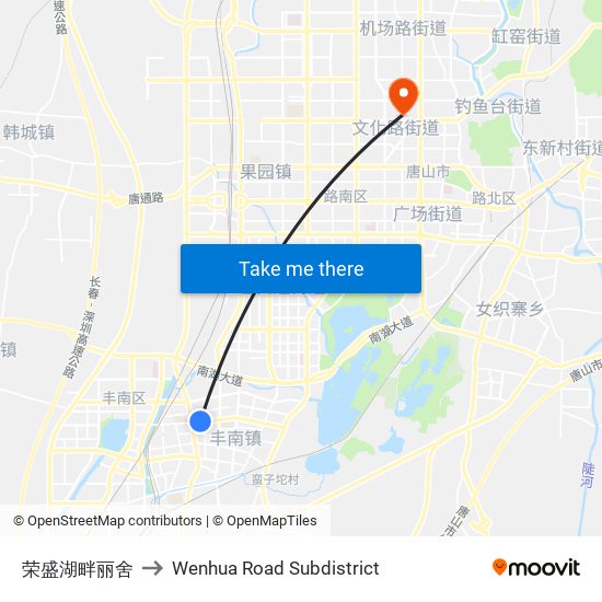 荣盛湖畔丽舍 to Wenhua Road Subdistrict map