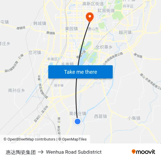 Huida Ceramics Group to Wenhua Road Subdistrict map