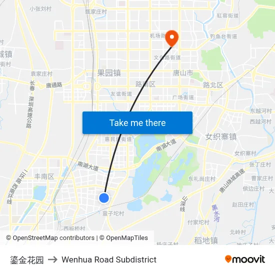 Liujin Garden to Wenhua Road Subdistrict map