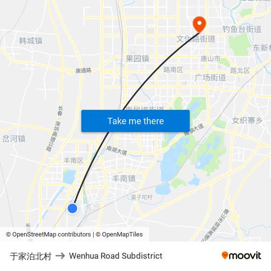 于家泊北村 to Wenhua Road Subdistrict map