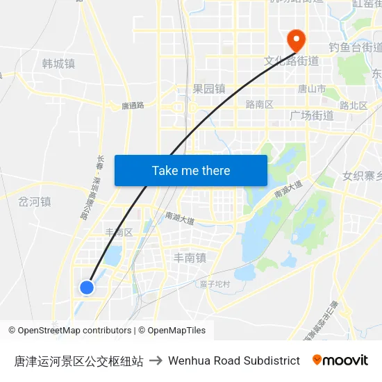 唐津运河景区公交枢纽站 to Wenhua Road Subdistrict map
