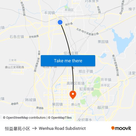 恒益馨苑小区 to Wenhua Road Subdistrict map