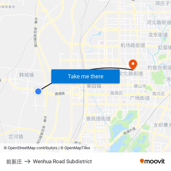 前新庄 to Wenhua Road Subdistrict map