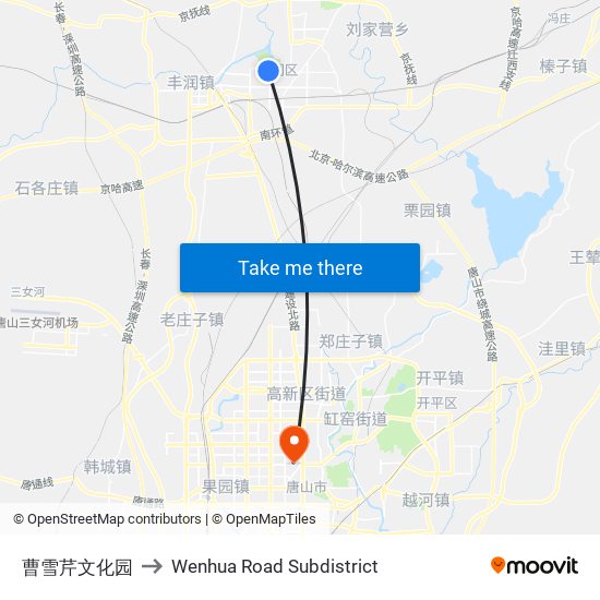 曹雪芹文化园 to Wenhua Road Subdistrict map