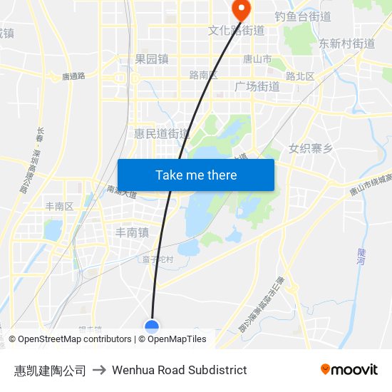 惠凯建陶公司 to Wenhua Road Subdistrict map