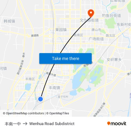 丰南一中 to Wenhua Road Subdistrict map