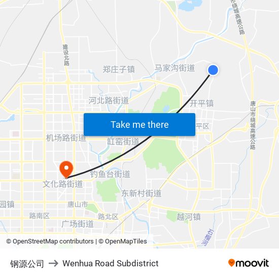 钢源公司 to Wenhua Road Subdistrict map