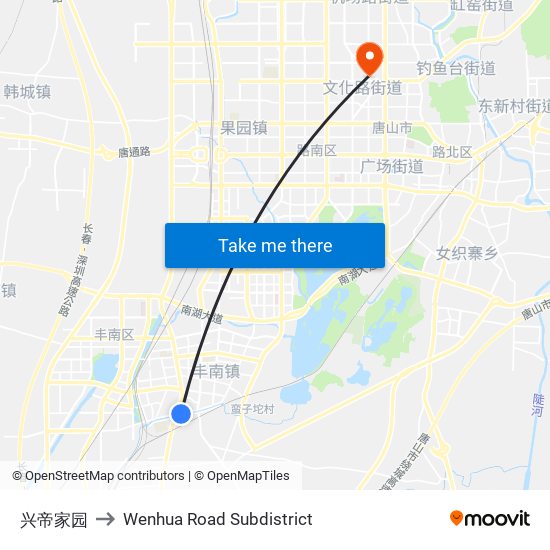 兴帝家园 to Wenhua Road Subdistrict map