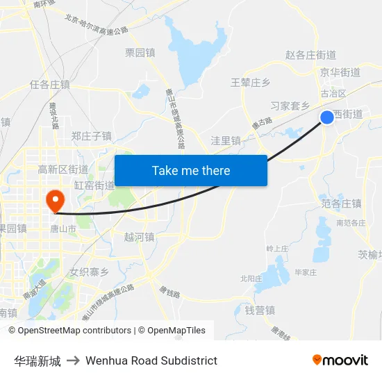 华瑞新城 to Wenhua Road Subdistrict map